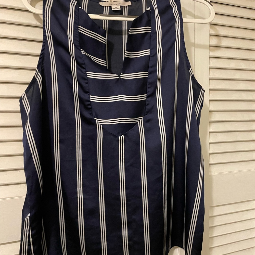 41 Hawthorn Navy Striped Sleeveless Top